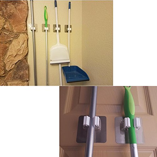 image for JuanFU Broom Mop Holder, Self Adhesive Reusable No Drilling Anti-Slip,