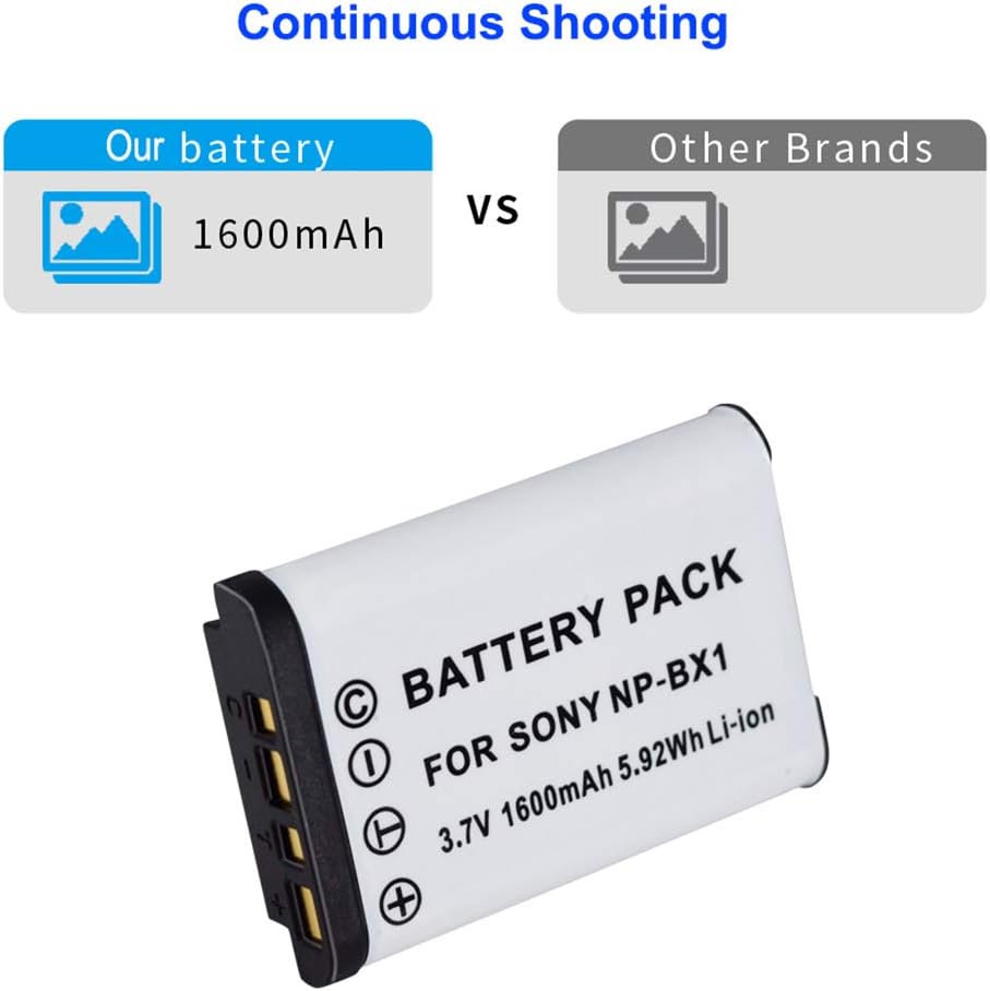 CITYORK NP-BX1 Replacement Battery (2-Pack) and Dual LCD Charger for Sony NP-BX1/M8, Cyber-Shot DSC-HX80, HX90V, HX95, HX99 - Image 4