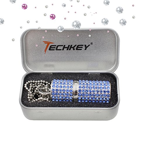 image for Techkey USB Flash Drive,Bling Rhinestone Diamond Crystal Glitter Lipst