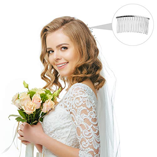 Senkary 10 Pieces 20 Teeth Hair Combs Metal Wire Hair Clip Comb Wedding Hair Comb Barrettes Bridal Veil Hair Comb Bulk, Silver - Thumbnail 6