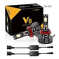 Aiky H11 Headlight Bulbs White V8 LED 8000LM Upgrade Adjustable Beam Error Free Decoding Driver Cooling Fan Aviation Aluminum Plug-and-Play H8 H9 H16 Car Conversion Kits Headlamp Bulb HID Replace