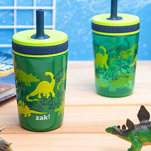 Zak Designs Dino Camo Kelso Tumbler 3pc Set, LeakProof ScrewOn Lid