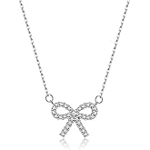 SLUYNZ Solid 925 Sterling Silver Bow Choker Necklace for Women Teens Sparkling CZ Bowknot Pendant Necklace