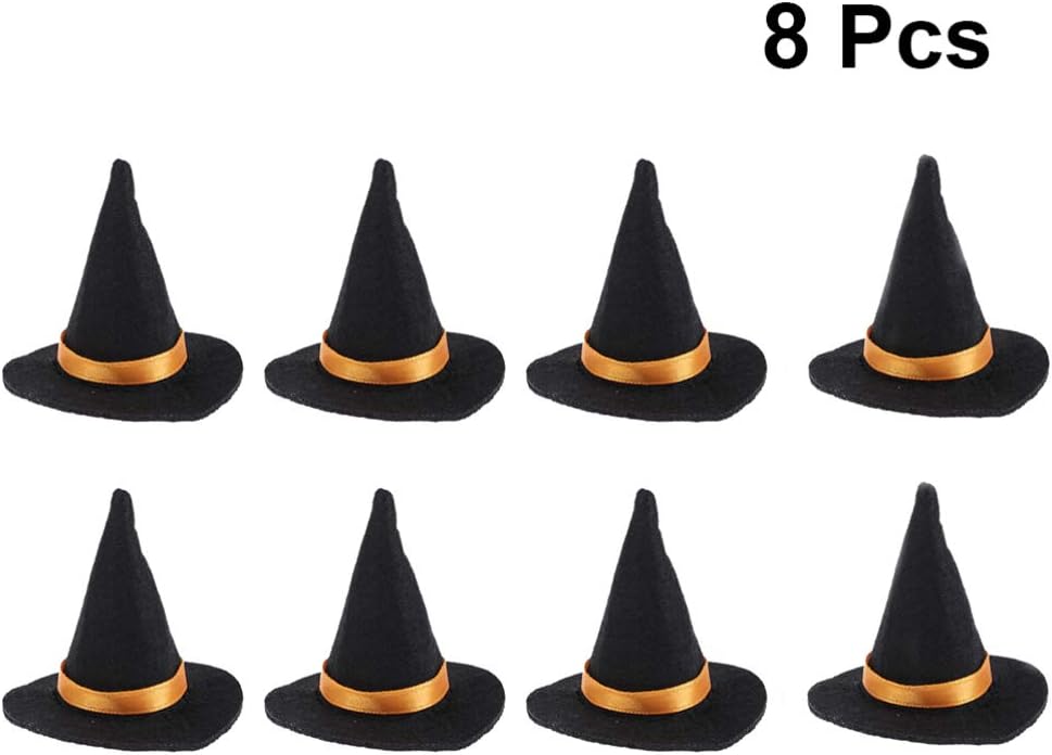 Healifty 8pcs Halloween Small Witch Hat DIY Craft Bottle Cap Wine Bottle Witch Hats Cover Table Decor for Festival Halloween Party - Image 3