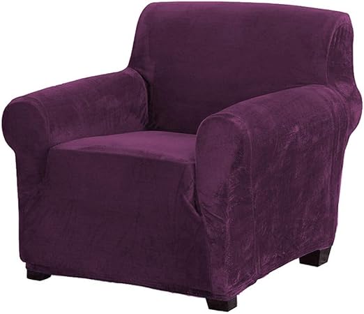 Amazon Com Berteri Super Soft Velvet Protective Cover For Armchair Purple Stretch Sofa Slipcover For Living Room 1 Seater Couch Anti Slip Home Kitchen