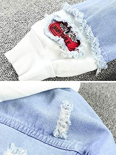 casual faux pocket ripped letter number applique hooded jacket