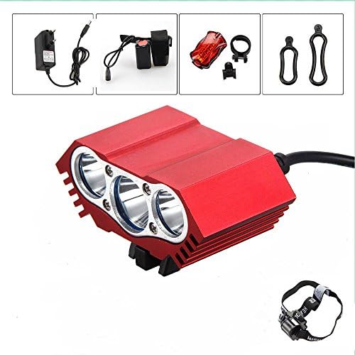 Rayma Hot 7500LM 3x XML T6 LED Bike Light Bicycle Headlight Bicycle Accessories 18650 Battery Charger luces led bicicleta BHU2 Color Red