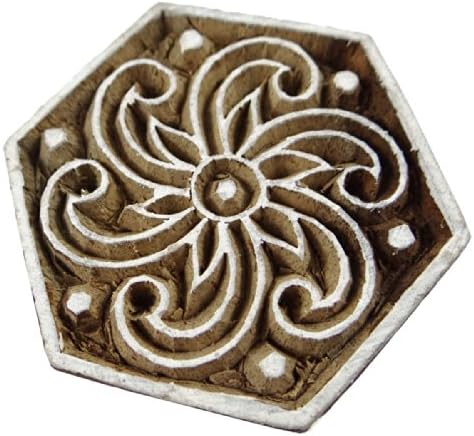 Wooden Textile Block / Stamp Spiral Print Decorative Fabric Handmade Apparel Art