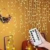 HENGMEI 10 m, 400 leds, lichtgordijn, warm wit, met afstandsbediening, 8 lichtmodi, IP44 waterdicht, kerstverlichting…