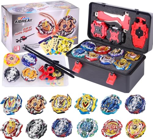 Battle for Nitro Spinning Top Box, Suitable for Ages 6+ | Battle Spinner Set, 12 Burst Gryo 2 Launchers 1 Starter Rope with Handle, Burst Spinner Box
