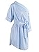 Simplee Women's One Shoulder Striped Belted Casual Mini Shirt Dress (10 Blue Stripe)