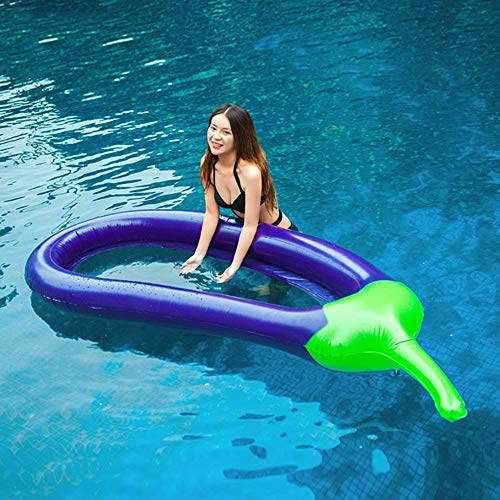 Aegilmc Purple Eggplant Swimming Pool Loungers, Outdoor Water Inflatable Ride-ons Beach Toys, Fun Pool Rafts Vegetables Air Sofa Swim Ring for Adult and Kids - Thumbnail 7