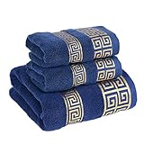 Generic Super Absorbent Cotton Bath Towel Set -3 Piece includes 1 Bath Towel, 2 Hand Towels (blue)