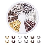 PandaHall Elite 1 Box 6 Colors Brass Crimp Beads Covers Jewelry Making Findings