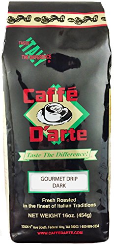 Caffe D'arte Campania Whole Bean Coffee, Dark Roast, Bold & Robust with Chocolate Notes, Fresh Roasted in Seattle, 1 Pound Bag, Pack of 2