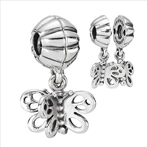 EvesErose Silver 2pc Friends Forever Butterfly Bead Sterling Charm Fits Pandora &amp; Similar Bracelets