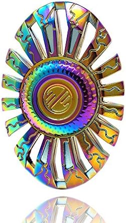Fidget Spinner, Spinning Fidget Toy, made with Durable Zinc Alloy. A Hand Spinner, Stress Reducer, UFO Shape Rainbow Spinner Fidget toy,Great help for Anxiety. By WooCool (Rainbow Color) …
