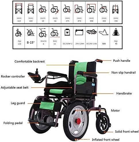 TYZXR Child Electric Wheelchair Folding Lightweight Full Intelligent Power Wheelchair with Eabs Brake Assist System and Drive with Electric Power or Use As Manual