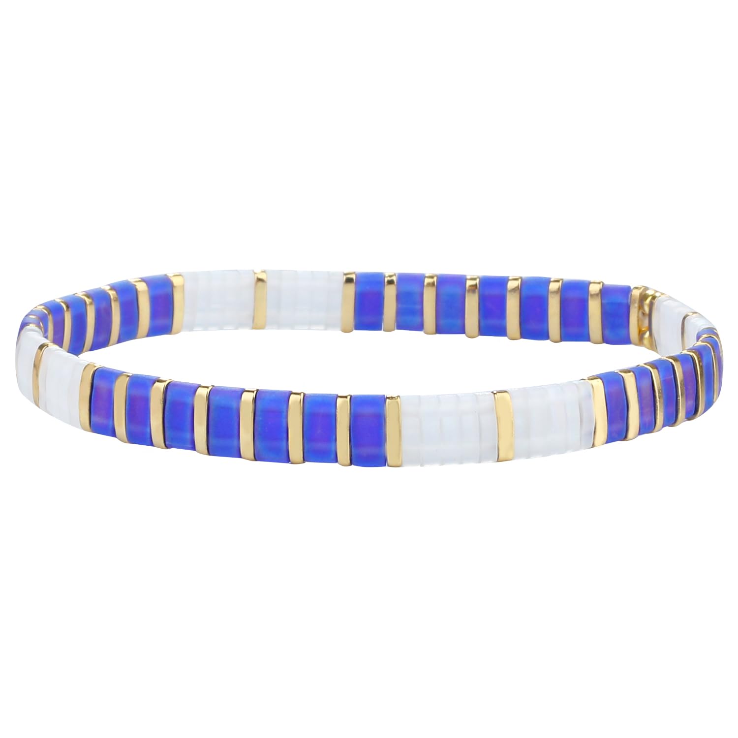 KELITCH Women Tila Beads Charm Bracelet Stretch Bracelets Candy Colors Wrap Friendship Bracelets - Blue B