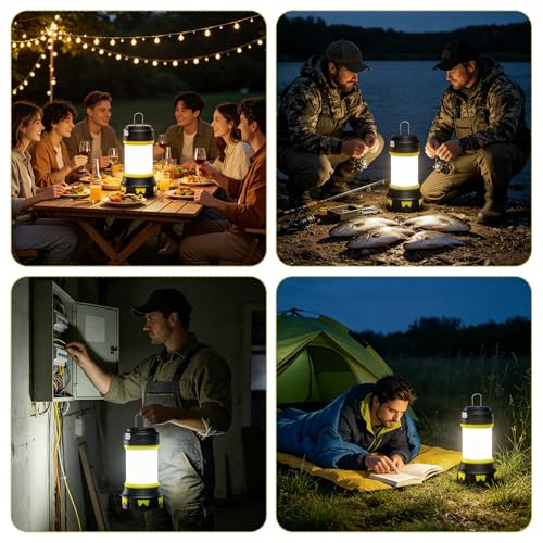 Linterna de Cámping Recargable USB, 6 modos Lámparas de Mano Súper Brillante Portátil perfecto para acampar,caminar Pesca Emergencia y Más