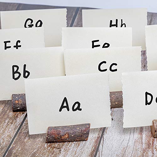 senover Rustic Real Wood Place Card Holders Table Numbers Holder Stand Memo Holder Card Photo Picture Note Clip Holders for Wedding Party Christmas Table Number Sign - Thumbnail 3