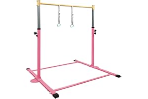 GLANT Gymnastic Kip Bar,Horizontal Bar for Kids Girls Junior,3' to 5' Adjustable Height,Home Gym Equipment,Ideal for Indoor and Home Training,1-4 Levels,300lbs Weight Capacity