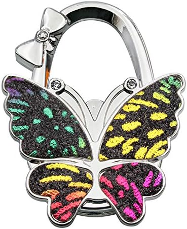 Grtdrm Colorful Butterfly Style Premium Foldable Handbag Bag Purse Hanger Table Hook Holder (Black Colorful)