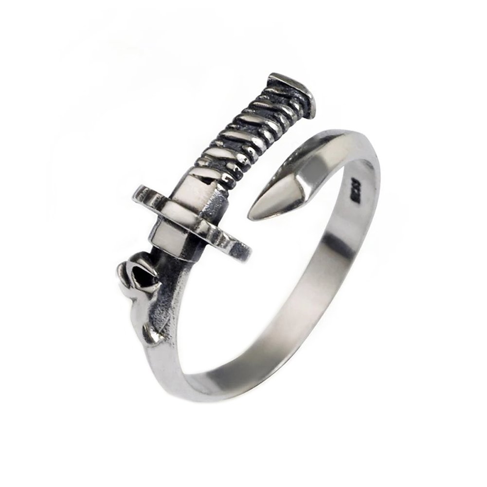 Helen de Lete Original Men's Vintage Sword 925 Sterling Silver Adjustable Hug Ring