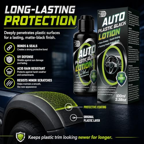Inpumo Back to Black Trim Restorer, 100ml Car Plastic Restorer, Exterior and Interior Car Cleaning Kit, Restore Faded Plastic, Vinyl & Rubber, Resists Water, UV Rays, Dirt