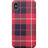Red Plaid iPhone Xs Max Case,Easeu Women's Soft TPU Super Slim Fit Silicone Anti-Scratch Snap Cover Flexible Case for iPhone Xs Max 6.5 inch