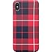 Red Plaid iPhone Xs Max Case,Easeu Women's Soft TPU Super Slim Fit Silicone Anti-Scratch Snap Cover Flexible Case for iPhone Xs Max 6.5 inch
