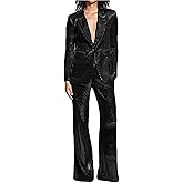 Women's Sequined Fashion Suit Set One Button 2 Piece Wedding Tuxedos Blazer Pants Prom Party Outfit