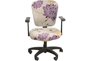 Jinzio Computer Office Chair Cover - Split Protective & Stretchable Cloth Polyester Universal Desk Task Chair Chair Covers Stretch Rotating Chair Slipcover (Flower1)