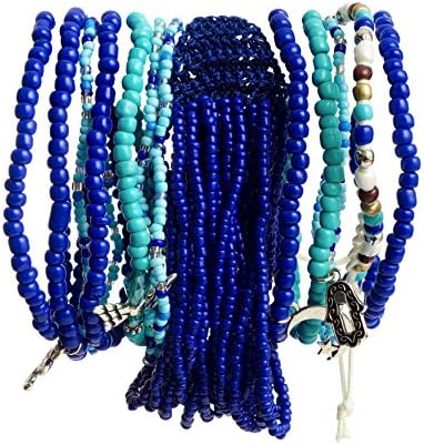 Halcraft Lapis and Turquoise Glass Collection Bracelet Stack