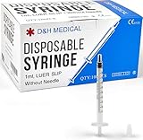 Disposable Luer Slip 1ml Syringes 100-Pack (No Needles) | FDA-Approved & Individually Packed Luer-Slip Tip Syringe Set | Sterile Non-Toxic Slip Type Medicine Syringes for Doctors & Vets | Value Pack