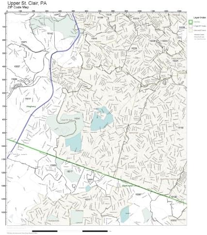 Amazon.com: ZIP Code Wall Map of Upper St. Clair, PA ZIP Code Map
