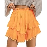 GPHY Women Flowy Shorts High Waist Ruffle Tiered Pleated Mini Skirts Casual Boho Cute Versatile Country Concert Outfit Skorts