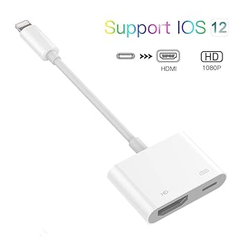 Hoidokly HDMI Adapter 1080P HD Digital AV Adapter für Phone X/ 8/8 Plus/ 7/7 Plus/ 6/ 6s Plus/ 5s/ 5c/ 5/ se, Pad Pro, Pad Ai