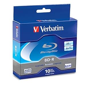 Amazon.com: Verbatim BD-R 25GB 6X Blu-ray Recordable Media Disc - 10 ...