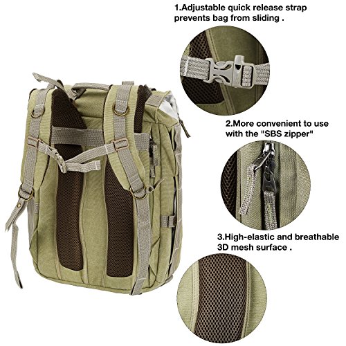 Beaspire 14-inch Laptop Camera Backpack Professional Hiking and Travel Bag with Dividers Laptop Compatible with DSLR Sony Canon Nikon Olympus Cameras Lens and Accessories fit Men and Women(Khaki)
