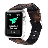 GOOSUU for Apple iwatch Strap 38mm 42mm,Mew Fashion Serpentine Leather Wrist Bands for Women and Men, for Apple Watch Series 3 Series 2 1, Replacement Large Metal Classic Buckle (Brown 42mm)
