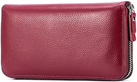 LanKoton RFID Blocking Genuine Leather Large Capacity Clutch Wallet for Women,Credit Card/Coin/Phone Organizer Ladies Zipper Purse Red