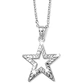 Charm America Silver Star Pendant - 925 Sterling Silver- Silver Adjustable Necklace 16"-18" - Greats Gifts for Men and Women