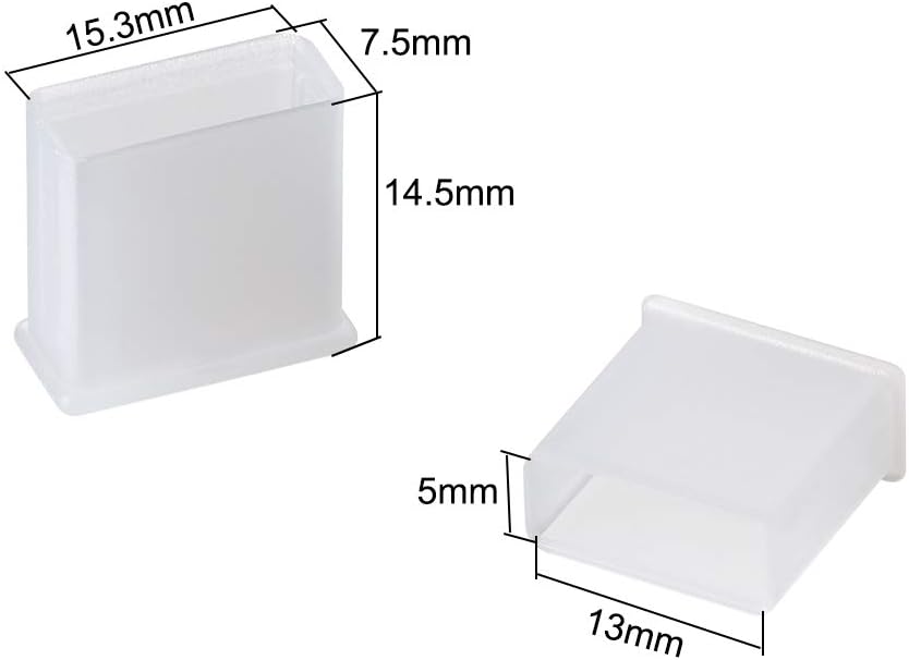 sourcing map 10pcs Plastic USB Cap Port Cover Anti Dust Protector 13mmx5mm for USB 2.0 Clear - Image 3