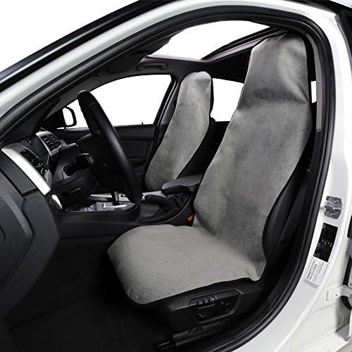 AUTOYOUTH 2PCS Towel Seat Cover Car Seat Mat for Yoga, Fitness, Sports, Beach Universal Fit for Most Cars, Trucks, SUV Sweat Absorption and Flash Drying in Summer - 2PCS, Gray