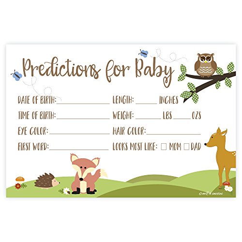 Woodland Animals Baby Shower Predictions Cards (50 Count)