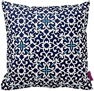 Decorative Turkish iznik Tile Cini Designs Home Decor Double Side Design Throw Pillow Case Cushion Covers Square Navy Blue 18"x18" BC293