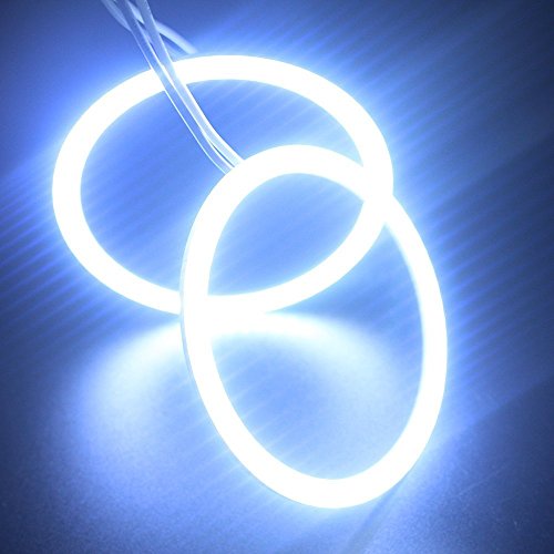 Everbright 2 Pcs White Car Angel Eye COB Light Circle Ring Headlight Lamp 12V (70MM)