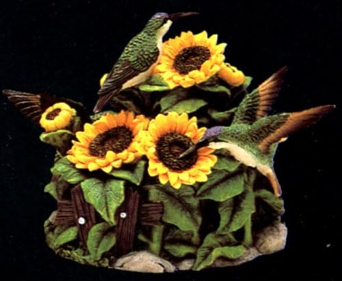 Trinket Box Resin Hummingbirds and Sunflowers Trinket Jewelry Box 5" High, Sculptured