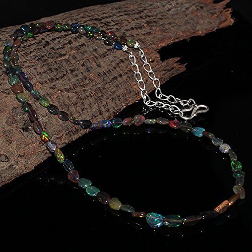 20 Cts Natural Ethiopian Welo Fire Black Opal Tumble Nugget Necklace #559
